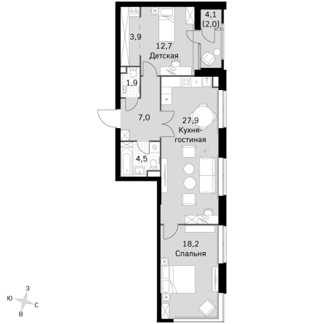 Купить квартиру в новостройках в ЖК Sky Garden в Москве. Вариант № 9467782, 0, площадь -  квм, цена 38550160 рублей