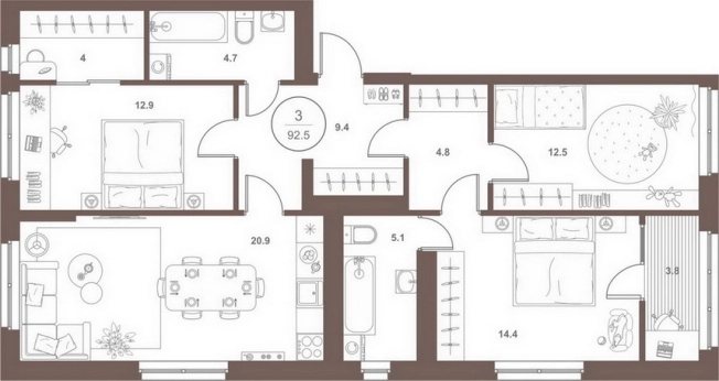 Купить трехкомнатную квартиру в ЖК Жилой комплекс "Upgrade Family" в Пензенской области. Вариант № 4007031, 0, площадь - квм, цена 9990000 рублей