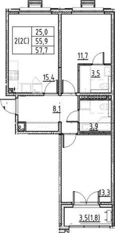 Купить трехкомнатную квартиру в новостройках у метро Купчино в Санкт-Петербурге. Вариант № 9328285, 0, площадь -  квм, цена 16290037 рублей