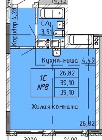 Купить Студию в районе Заельцовский в Новосибирске. Вариант № 84021, 0, площадь -  квм, цена 5850000 рублей