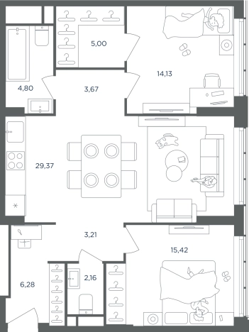 Купить трехкомнатную квартиру в новостройках на улице Шелепихинское шоссе в Москве. Вариант № 5305622, 0, площадь - квм, цена 37598512 рублей