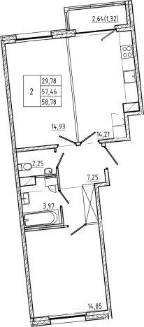 Купить двухкомнатную квартиру в ЖК Регенбоген в Санкт-Петербурге. Вариант № 7598150, 0, площадь -  квм, цена 24549099 рублей