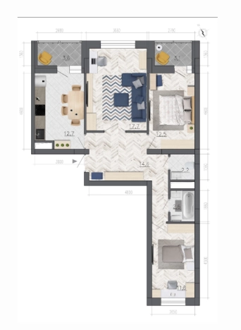 Купить трехкомнатную квартиру в ЖК Лето (Рокоссовского) в Воронеже. Вариант № 147748, 0, площадь -  квм, цена 8972417 рублей