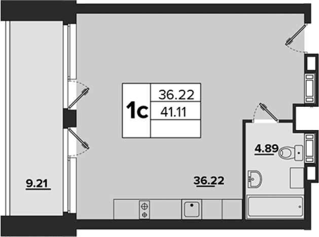 . Вариант № 77056, 0, площадь - 40.04 квм, цена 32012500 рублей