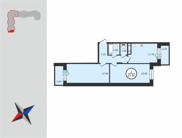Купить квартиру в ЖК Восток в Владимире. Вариант № 65007, 1, площадь -  квм, цена 7891000 рублей
