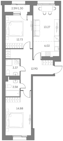 Купить двухкомнатную квартиру в ЮВАО в Москве. Вариант № 3986966, 0, площадь -  квм, цена 27337242 рублей
