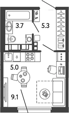 Купить Студию в новостройках в ЖК Гений в Санкт-Петербурге. Вариант № 6251732, 0, площадь -  квм, цена 8104503 рублей