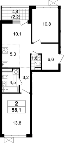 Купить двухкомнатную квартиру в Всеволожске. Вариант № 6211367, 0, площадь -  квм, цена 9413362 рублей