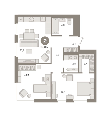 Купить двухкомнатную квартиру у метро Домодедовская в Москве. Вариант № 8879026, 0, площадь -  квм, цена 19580000 рублей