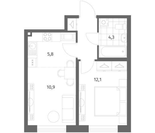 . Вариант № 7265890, 0, площадь - 36.7 квм, цена 17381000 рублей