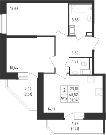 Купить двухкомнатную квартиру в ЖК Живи! В Рыбацком в Санкт-Петербурге. Вариант № 6631118, 0, площадь -  квм, цена 13138313 рублей