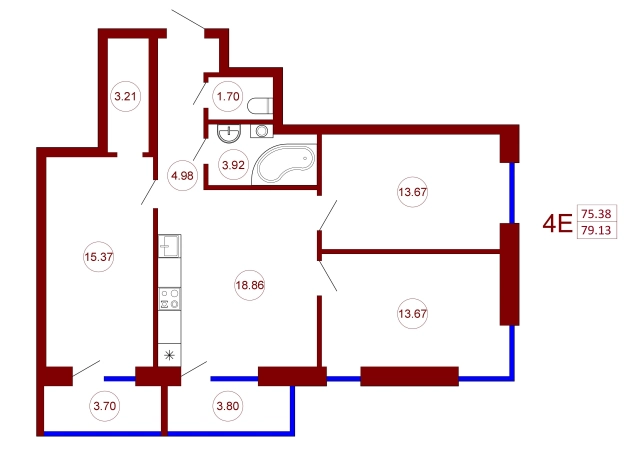 Купить четырехкомнатную квартиру в Воронеже. Вариант № 79970, 0, площадь - квм, цена 10773549 рублей