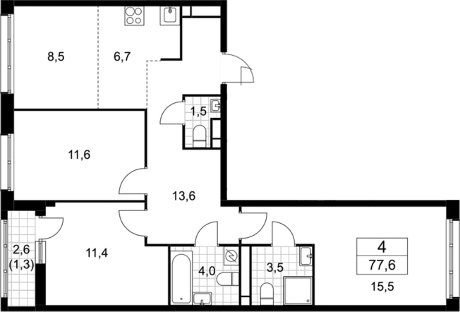 Купить многокомнатную квартиру в ЖК Родные кварталы в Москве. Вариант № 3950892, 0, площадь -  квм, цена 14592985 рублей