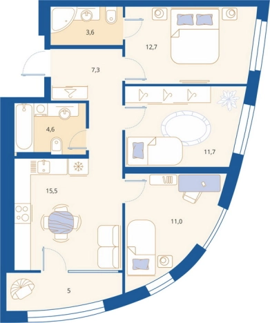 Купить трехкомнатную квартиру в новостройках на улице Июльская в Пензенской области. Вариант № 5835205, 0, площадь -  квм, цена 8568000 рублей