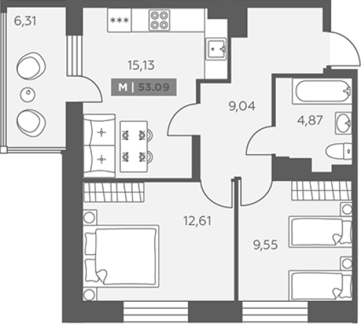 Купить квартиру в ЖК Аквилон RekaPark в Ленинградской области. Вариант № 6217820, 0, площадь -  квм, цена 9334992 рублей