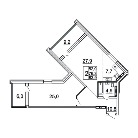 Купить двухкомнатную квартиру в районе Советский в Владивостоке. Вариант № 9416639, 0, площадь - квм, цена 15043835 рублей