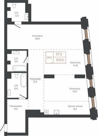Купить квартиру в Барнауле. Вариант № 6841363, 0, площадь -  квм, цена 23623560 рублей