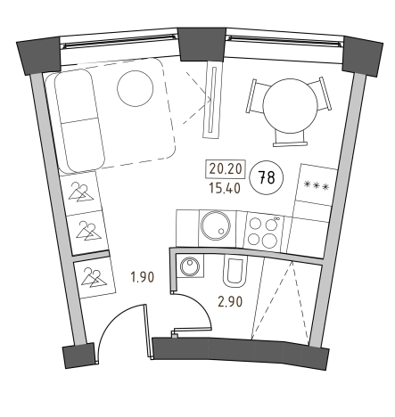Купить Студию на улице Швецова в Санкт-Петербурге. Вариант № 7853834, 0, площадь -  квм, цена 7356800 рублей