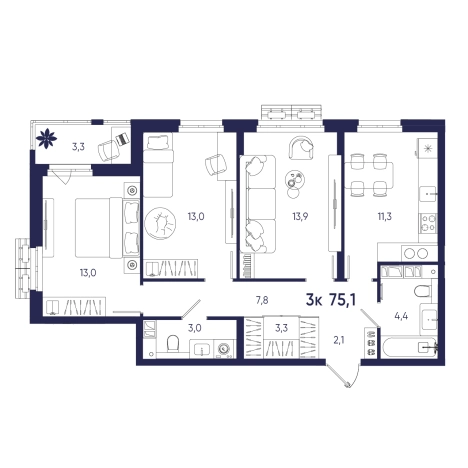 Купить квартиру на улице Аустрина в Пензе. Вариант № 10320367, 0, площадь -  квм, цена 8336100 рублей