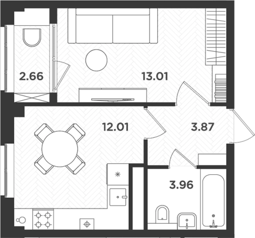 Купить однокомнатную квартиру в ЖК Новокасимово в Ленинградской области. Вариант № 7204218, 0, площадь -  квм, цена 5158289 рублей