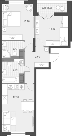 Купить трехкомнатную квартиру у метро Елизаровская в Санкт-Петербурге. Вариант № 7851107, 0, площадь -  квм, цена 18697569 рублей