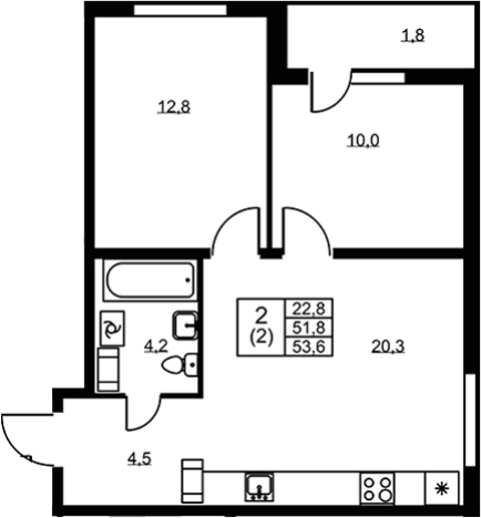 Купить двухкомнатную квартиру в ЖК Ермак в Ленинградской области. Вариант № 6609702, 0, площадь -  квм, цена 7817000 рублей