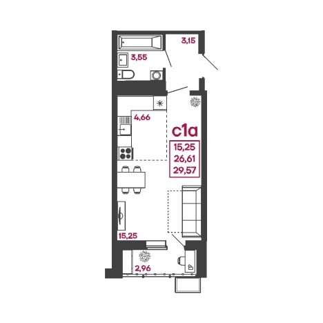 Купить Студию в ЖК Жилой комплекс "Сити-квартал на Измайлова" в Пензе. Вариант № 140482, 0, площадь -  квм, цена 2788451 рублей