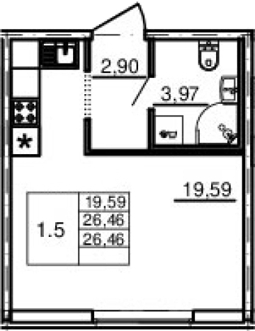 Купить Студию в ЖК Новые горизонты в Ленинградской области. Вариант № 66573, 0, площадь -  квм, цена 3708493 рублей