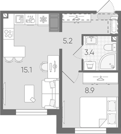 Купить двухкомнатную квартиру у метро Гражданский проспект в Санкт-Петербурге. Вариант № 8086961, 0, площадь -  квм, цена 5590737 рублей