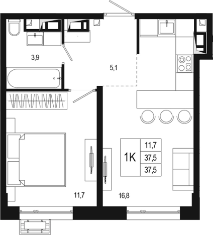 Купить однокомнатную квартиру у метро Подольск в Подольске. Вариант № 120223, 0, площадь - квм, цена 7910065 рублей