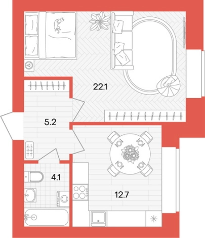 Купить однокомнатную квартиру в ЖК Жилой комплекс "Кантри" в Пензенской области. Вариант № 2625826, 0, площадь -  квм, цена 4145400 рублей