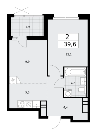 . Вариант № 143087, 0, площадь - 39.6 квм, цена 21162636 рублей