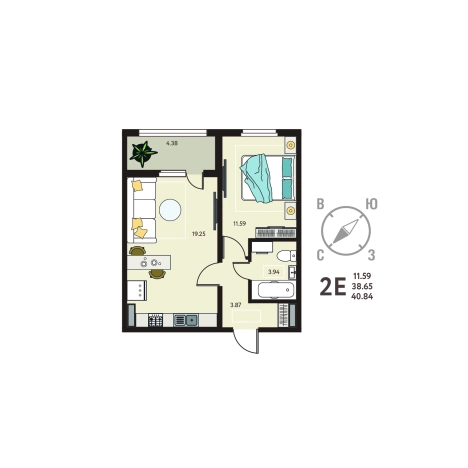 Купить квартиру в ЖК Зеленый Квартал Бабяково в Воронежской области. Вариант № 155334, 0, площадь -  квм, цена 4165680 рублей