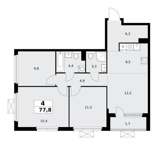 Купить четырехкомнатную квартиру у метро Потапово в Москве. Вариант № 140854, 0, площадь -  квм, цена 23241972 рублей