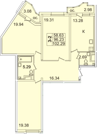 Купить трехкомнатную квартиру в районе Выборгский в Санкт-Петербурге. Вариант № 2012129, 0, площадь -  квм, цена 18893291 рублей