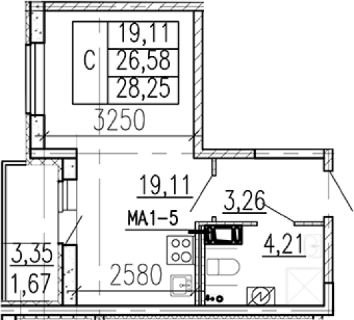Купить Студию в ЖК Высота в Ленинградской области. Вариант № 9095287, 0, площадь -  квм, цена 4282500 рублей