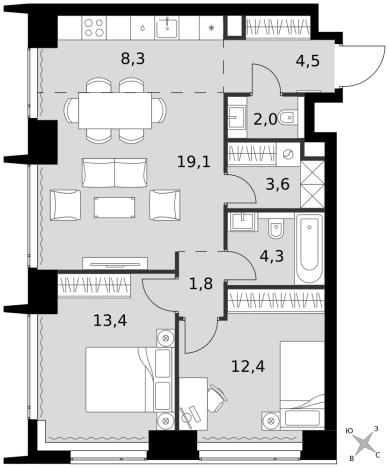 Купить трехкомнатную квартиру в районе Хорошёвский в Москве. Вариант № 9466502, 0, площадь -  квм, цена 54003610 рублей