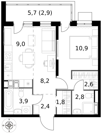 Купить двухкомнатную квартиру у метро Саларьево в Москве. Вариант № 9654618, 0, площадь -  квм, цена 19909300 рублей