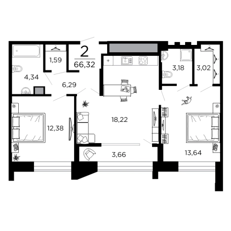 Купить квартиру в новостройках в ЖК "Вега" в Рязани. Вариант № 1177312, 0, площадь -  квм, цена 13745697 рублей
