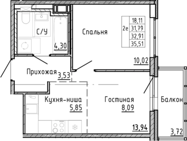 Купить однокомнатную квартиру в новостройках у метро Проспект Просвещения в Санкт-Петербурге. Вариант № 8164249, 0, площадь -  квм, цена 8721150 рублей