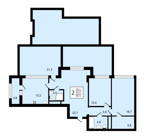 Купить двухкомнатную квартиру на улице Станкевича в Воронеже. Вариант № 152306, 0, площадь -  квм, цена 18427095 рублей