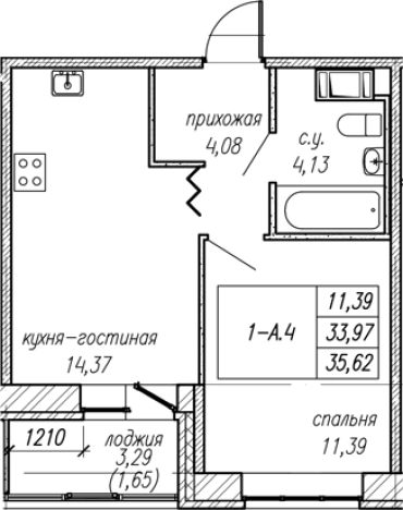 Купить однокомнатную квартиру у метро Проспект Ветеранов в Ленинградской области. Вариант № 8063657, 0, площадь - квм, цена 6313391 рублей