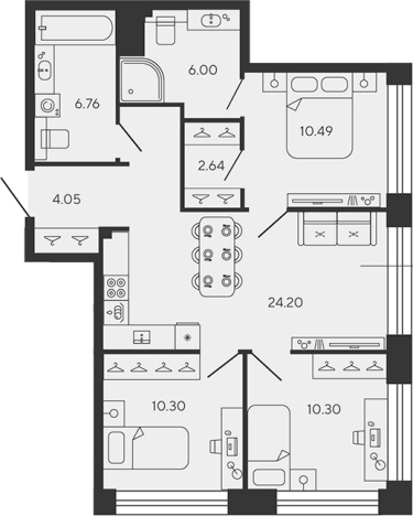 Купить многокомнатную квартиру в ЖК BASHNI ELEMENT в Санкт-Петербурге. Вариант № 4162282, 0, площадь -  квм, цена 57176100 рублей