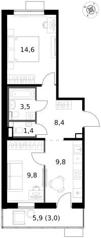 Купить двухкомнатную квартиру у метро Саларьево в Москве. Вариант № 9653736, 0, площадь -  квм, цена 21694800 рублей