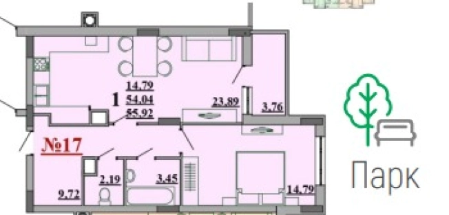 Купить однокомнатную квартиру в Микрорайоне Октябрьский городок в Рязани. Вариант № 33742, 0, площадь - квм, цена 5871600 рублей