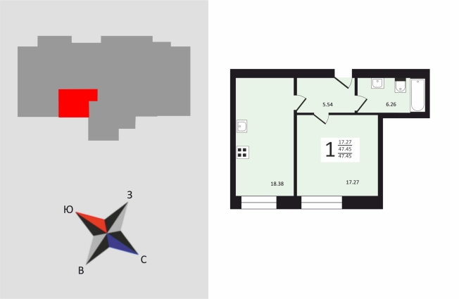 Купить однокомнатную квартиру на вторичке в ЖК Гвардейский в Владимире. Вариант № 69892, 0, площадь -  квм, цена 4606075 рублей
