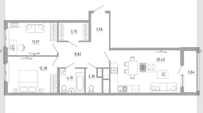 Купить двухкомнатную квартиру в Тульской области. Вариант № 71780, 0, площадь -  квм, цена 6369719 рублей
