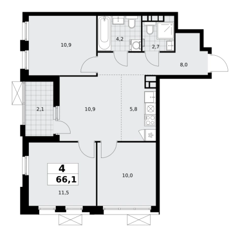 Купить четырехкомнатную квартиру у метро Потапово в Москве. Вариант № 1006846, 0, площадь -  квм, цена 21022444 рублей