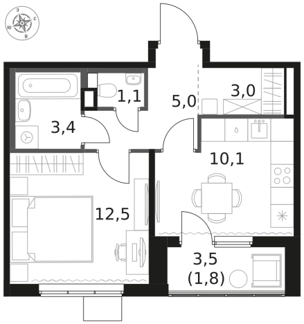 Купить однокомнатную квартиру на улице Калинина в Лобне. Вариант № 9701670, 0, площадь -  квм, цена 10005435 рублей
