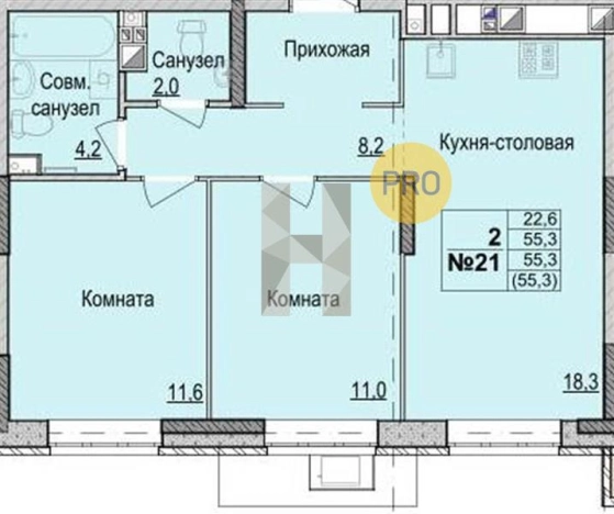 Купить двухкомнатную квартиру в Микрорайоне 2-й, жилой район Культбаза в Ижевске. Вариант № 66143, 0, площадь -  квм, цена 4247000 рублей